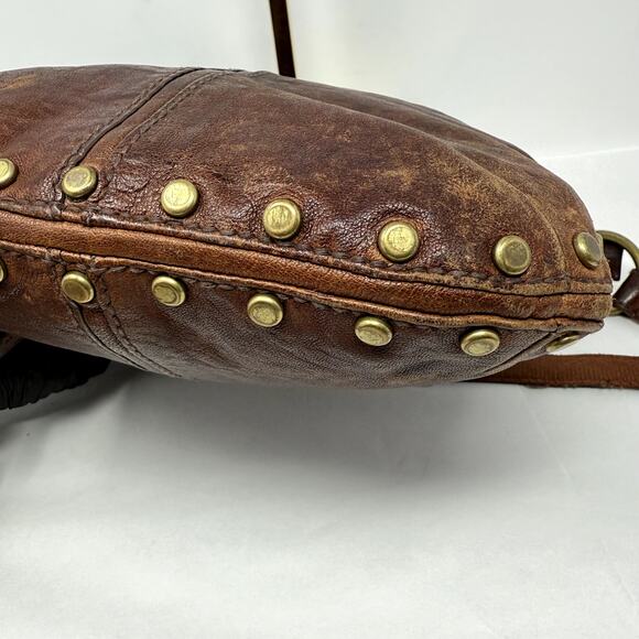 Fossil Purse Brown Leather Studded Should Bag Vintage Retro Western Country Boho - Picture 11 of 15